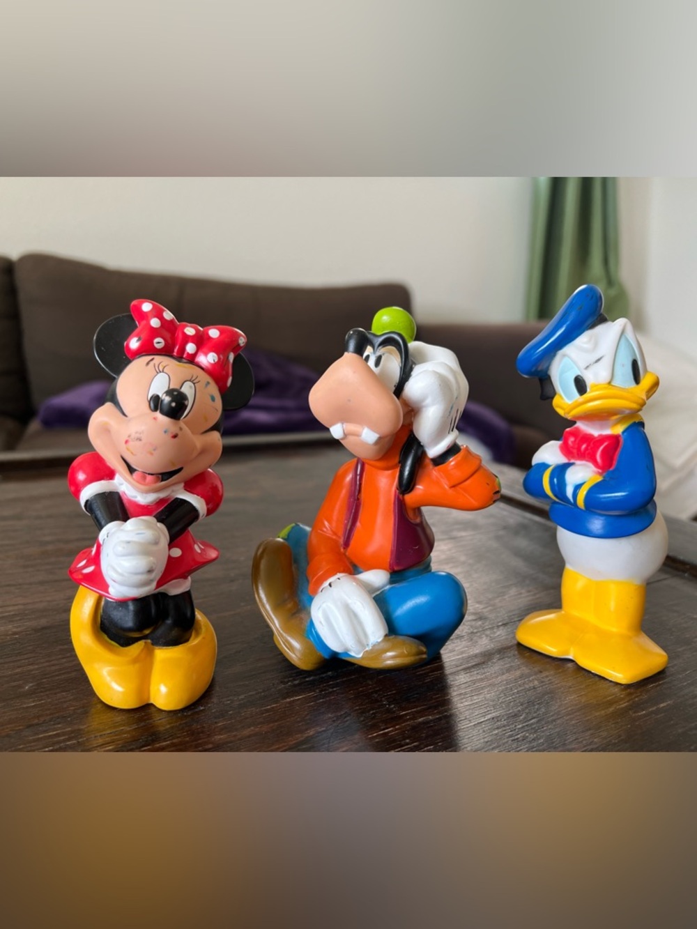 Disney Red, Blue & Yellow Minnie Mouse, Goofy & Donald Duck Figurine Set
